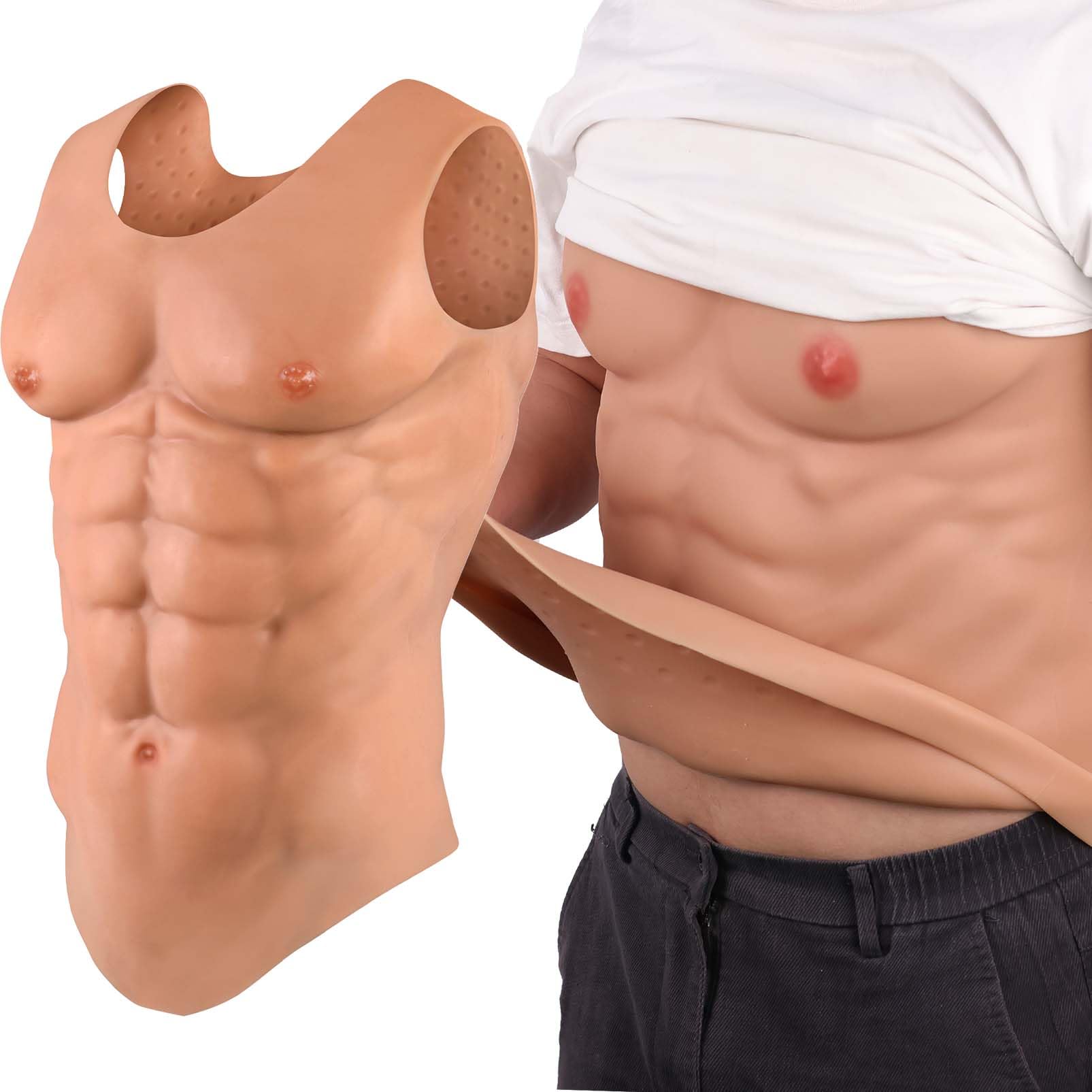 シリコン筋肉 袖付き コスプレ 偽筋肉 腹筋 男装 Sサイズ Amazon.co.jp: 8代目 シリコン筋肉スーツ 袖付き マッチョ